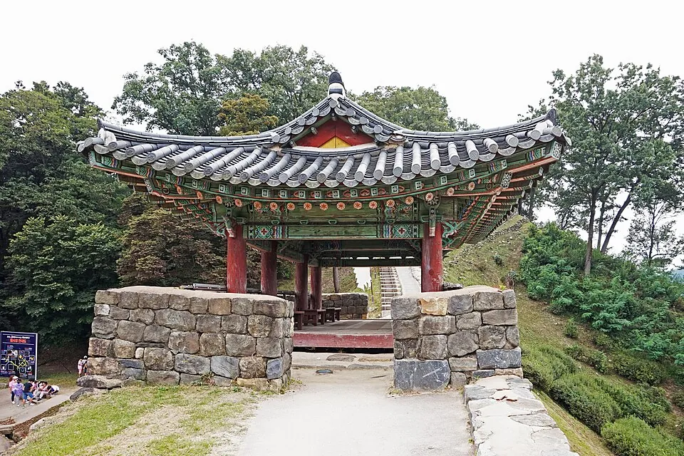 Gate pavilion and stone walls at Gongsanseong Fortress