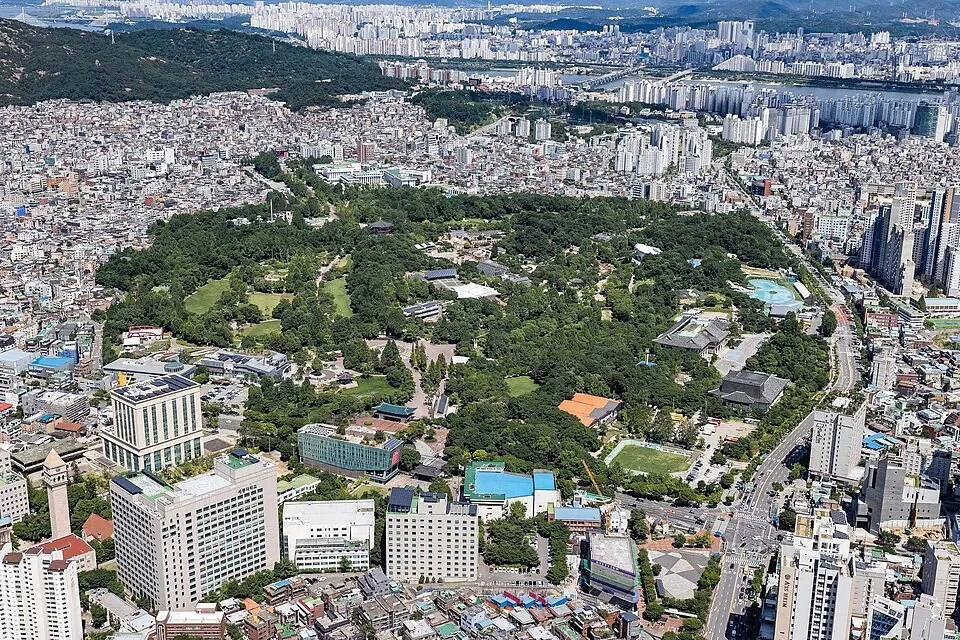 Aerial view of Seoul Children's Grand Park, Gwangjin-gu, Seoul.