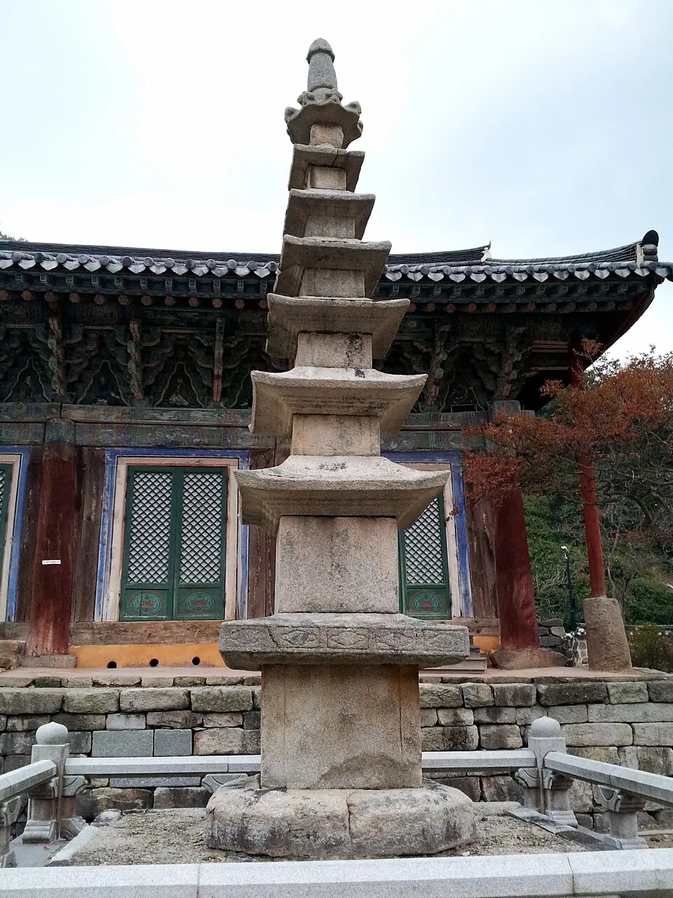 The six-storey stone pagoda at Seonunsa Temple.