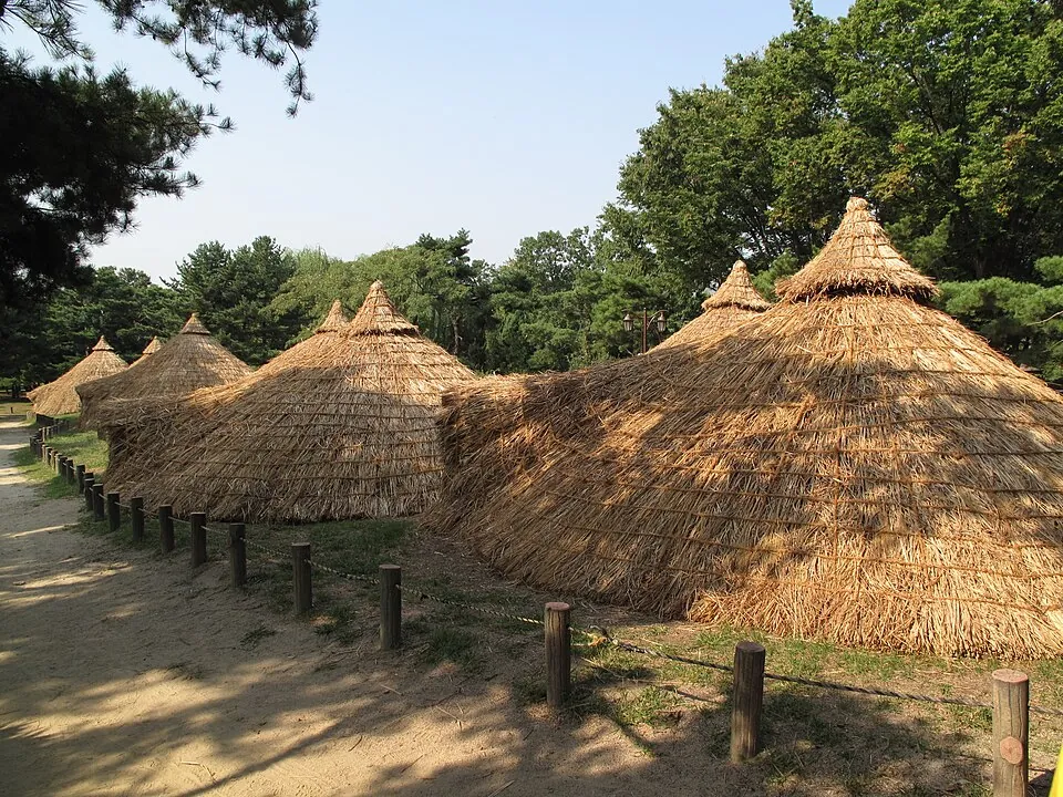 Reconstructed prehistoric houses at the Amsa-dong archaeological site, Gangdong-gu, Seoul.